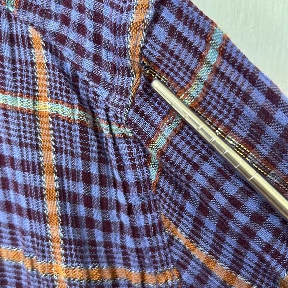 FREE PEOPLE WOMEN BLOUSE LONG SLEEVE PURPLE OVERSIZED SZ SMALL - Picture 10 of 11